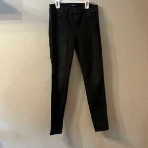 J Brand Black Skinny jeans with leather stripes size 29